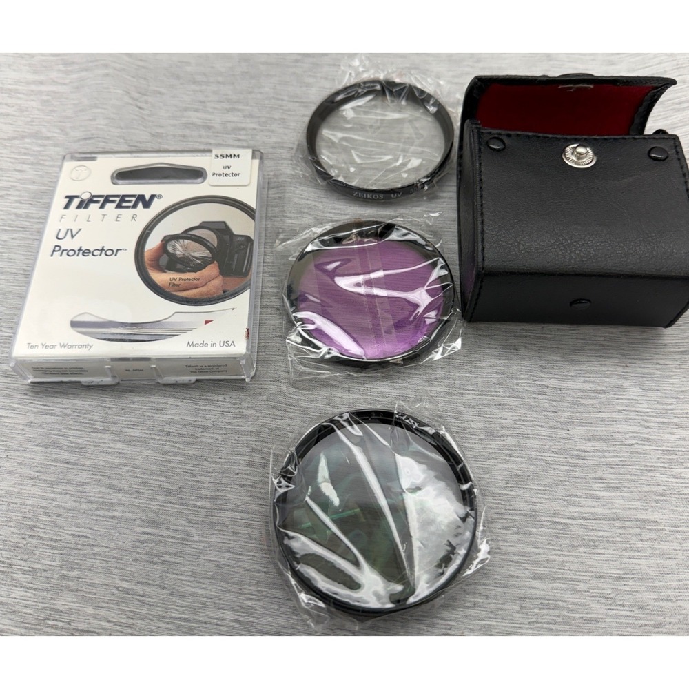 Tiffen Zeikos 55mm Lens Filter Set UV Protector‎ CPL FL-D with Case 4pc Kit
